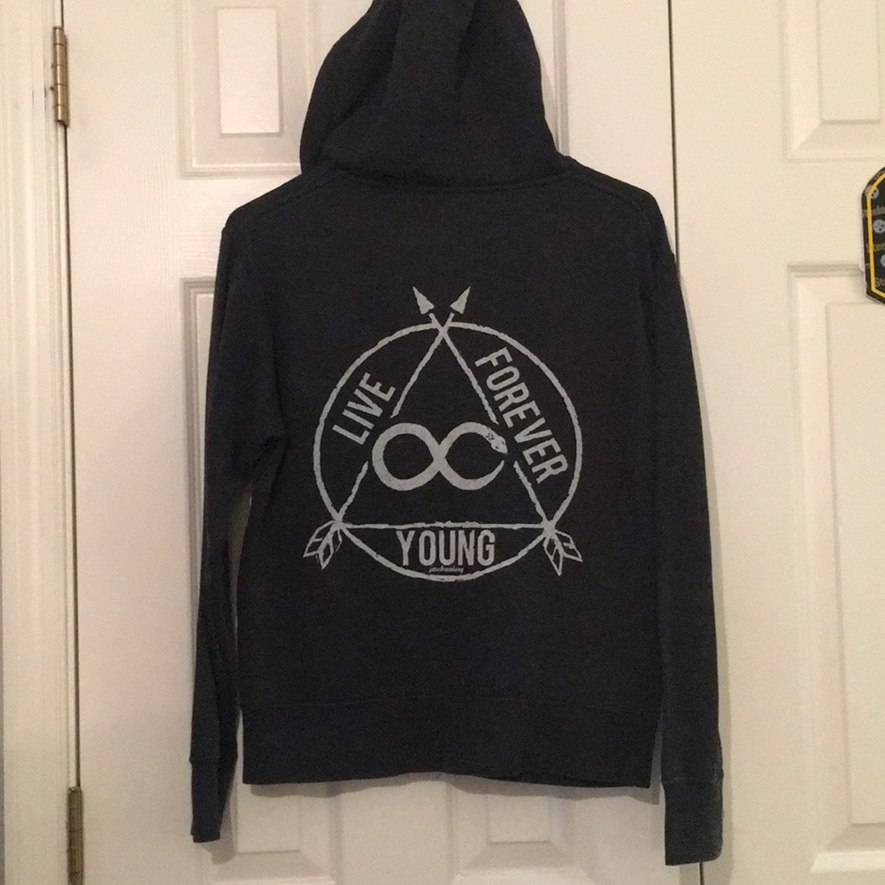 Live Forever Young Grey Small Hoodie.